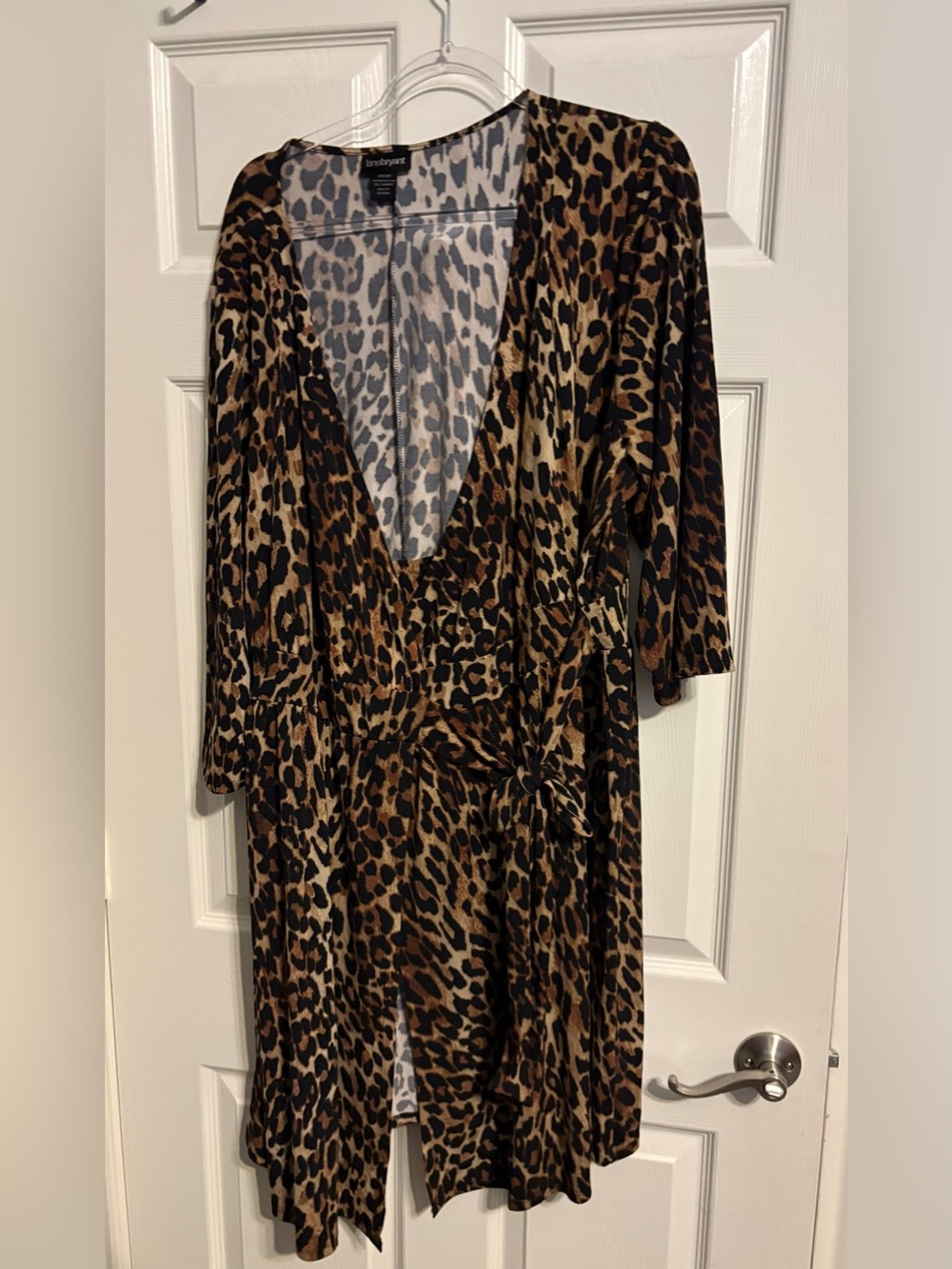 391- Lane Bryant Leopard Print Wrap Dress - Brown/Black
